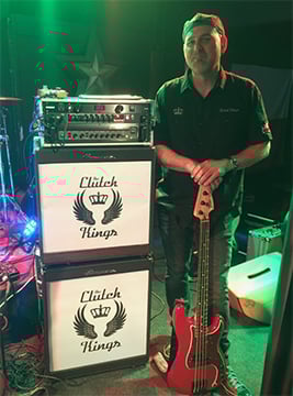 Band on stage with Vintage Logos gear