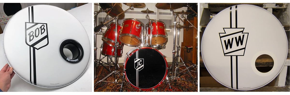 Bass Drum Shield Logo drum heads